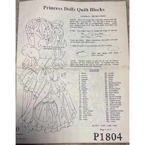 Princess Dolls Quilt Blocks Pattern By Cameo P1804